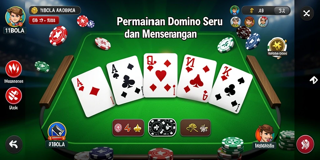 Tampilan gameplay Domino di aplikasi 11BOLA yang seru dan interaktif.