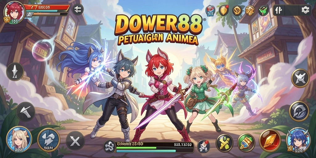 Tampilan grafis menawan dalam gameplay DOWER88 yang menyerupai anime.
