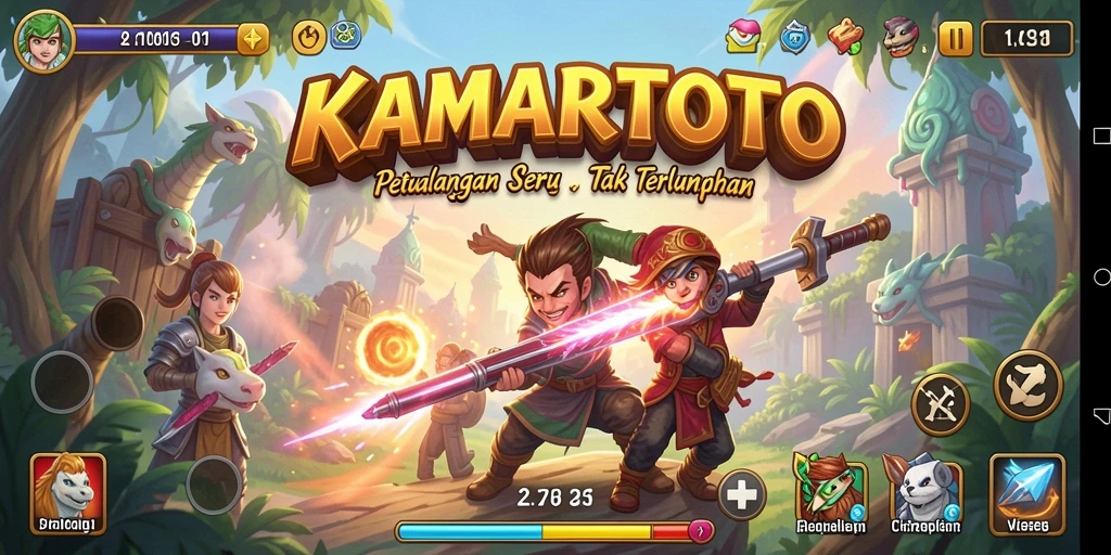 Tampilan gameplay seru dalam KAMARTOTO dengan aksi petualangan yang mendebarkan.