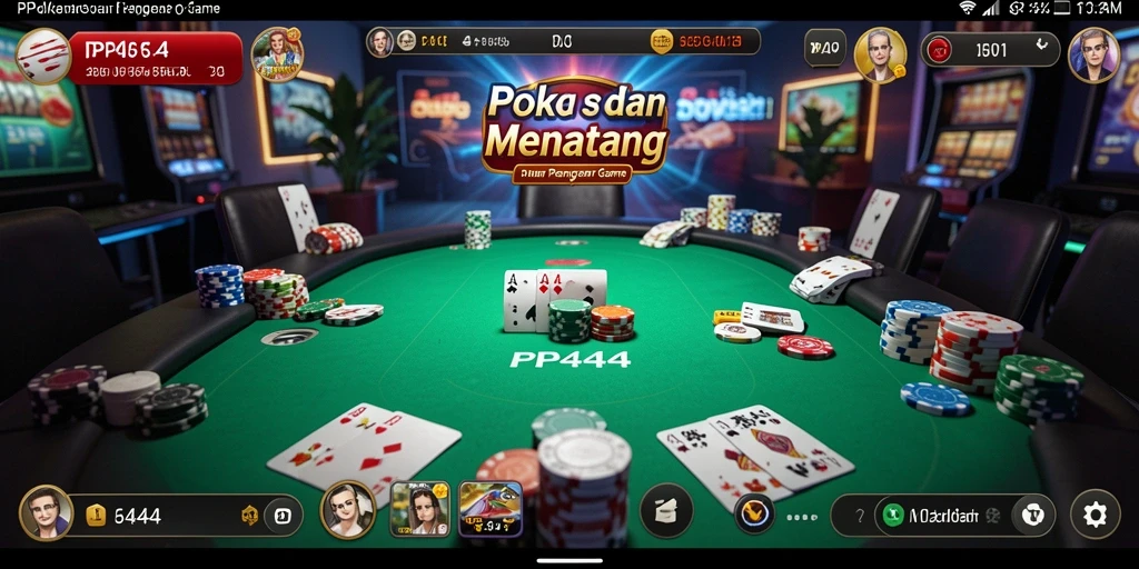 Gameplay mendebarkan Poker di PP444 dengan antarmuka menawan.