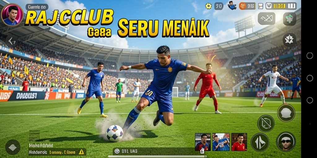Screenshot gameplay RAJACLUB yang menampilkan aksi pertandingan seru.