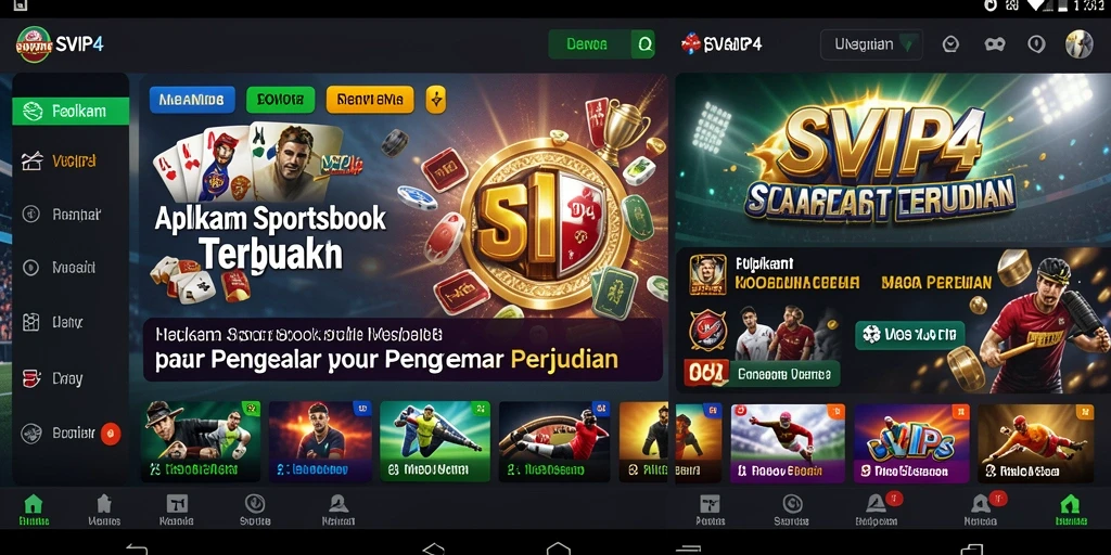 Tampilan interaktif yang menarik dari aplikasi SVIP4 untuk taruhan sportsbook.